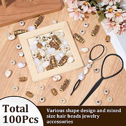 プラスチック製のヘア編みツール1袋  ヘアブレイダーヘアツイストツールキットとコーム  ヘアスタイリングアクセサリーに  アクリルビーズとウッドビーズを使って  ミックスカラー  147~195mm&nbsp;FIND-PA0001-57