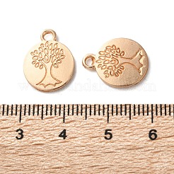 合金ペンダント  鉛フリー＆カドミウムフリー  命の木とフラットラウンド  ライトゴールド  15x12x1.5mm  穴：2mm&nbsp;PALLOY-R154-04KCG