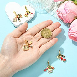 5個 5スタイル 女性テーマ 真鍮エナメル ヨーロピアンダングルチャーム  大穴ペンダント  カドミウムフリー＆鉛フリー  長持ちメッキ  混合図形  ラックめっき  18KGP本金メッキ  26~30mm  穴：4.5~5mm  1個/スタイル&nbsp;KK-CJ0003-91