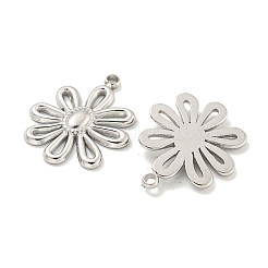 変色しない304ステンレススチールペンダント  花のチャーム  ステンレス鋼色  19x15.5x2mm  穴：1.4mm&nbsp;STAS-L278-046P
