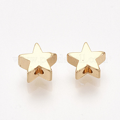 真鍮ビーズ  スター  18KGP本金メッキ  6x6x3mm  穴：1mm&nbsp;KK-S348-428B