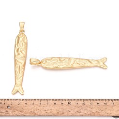 ラックめっき合金大きなペンダント  魚のチャーム  カドミウムフリー＆鉛フリー  マットゴールドカラー  103x19x6mm  穴：11.5x5mm&nbsp;PALLOY-N179-68MG