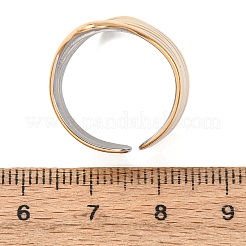 女性用304ステンレススチールオープンカフリング  黄金＆ステンレススチール  8mm  usサイズ7 1/4(17.5mm)&nbsp;RJEW-K321-01B