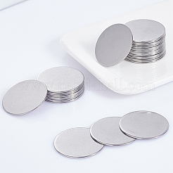 ステンレススチールスタンピングブランクタグカボション  フラットラウンド  ステンレス鋼色  30x1mm  30個/箱&nbsp;STAS-PH0019-31P