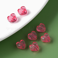 透明なアクリルビーズ  ハート  ショッキングピンク  8x8.5x5.5mm  穴：2.5mm&nbsp;X-MACR-S373-95-B04