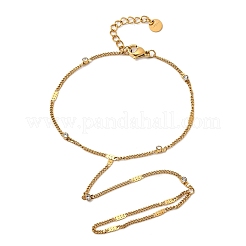 304ステンレススチールラインストーンリンクリングブレスレット（女性用）  イオンプレーティング（ip）  18KGP本金メッキ  6-3/4インチ（17.2cm）&nbsp;BJEW-Z140-05G