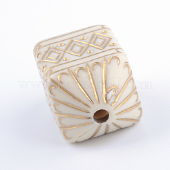 メッキアクリルビーズ  ゴールドライン入り  ベージュ  26.5x16x16mm  穴：3mm&nbsp;X-PACR-Q102-156A