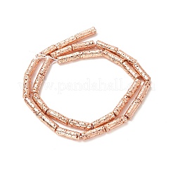 電気メッキされた天然溶岩岩ビーズ連売り  コラム  ローズゴールドメッキ  13x4mm  穴：1mm  約29~30個/連  15.35~15.94インチ（39~40.5cm）&nbsp;G-G984-02RG