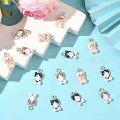 15色樹脂チャーム3個  猫  プラチナループ付き  ミックスカラー  12x8mm  5個/カラー&nbsp;RESI-YW0005-70
