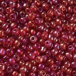 ラウンドガラスシードビーズ  透明色の虹  ラウンド  レッド  6/0  4mm  穴：1.5mm  約4500個/ポンド&nbsp;SEED-A007-4mm-165