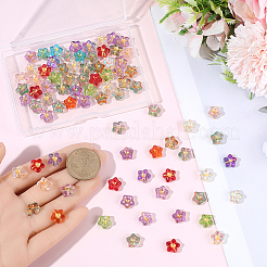 電気メッキと金色の金属で覆われたガラスビーズ100個  花  ミックスカラー  10.5x11x5mm  穴：1mm&nbsp;EGLA-PA0001-36