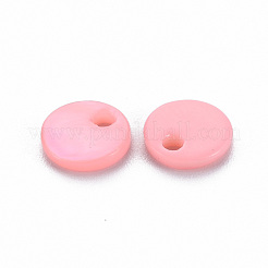 スプレー塗装淡水シェルチャーム  フラットラウンド  ピンク  7x1~2mm  穴：1.2~1.6mm&nbsp;SHEL-S276-151A