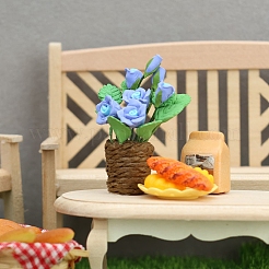 樹脂製バラ鉢植えミニチュア装飾品  マイクロランドスケープホームドールハウスアクセサリー  小道具の装飾のふりをする  コーンフラワーブルー  19x49mm&nbsp;PW-WG722C9-01