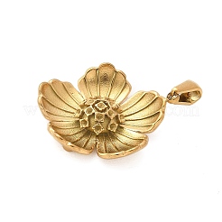 304ステンレスペンダント  花のチャーム  18KGP本金メッキ  28.5x25.5x6mm  穴：3x7mm&nbsp;STAS-Q349-01A-G