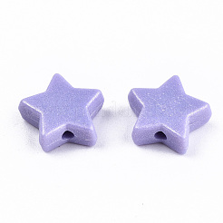 スプレープリントアクリルビーズ  ラバー加工スタイル  スター  ミディアムスレートブルー  10.5x11x4mm  穴：1.5mm&nbsp;X-MACR-T037-06B