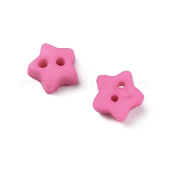 つや消しミニレジンボタン2つ穴  bjd 人形服アクセサリー  スター  ショッキングピンク  6x6x2.5mm  穴：0.9mm  約100個/袋&nbsp;BUTT-WH0020-28I
