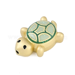 ラックメッキ合金エナメルビーズ  スパンコール  カドミウムフリー＆ニッケルフリー＆鉛フリー  カメ  ゴールドカラー  グリーン  16.5x12x6.5mm  穴：1.4mm&nbsp;PALLOY-P309-03G-01