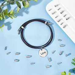 304ステンレススチールコードエンド  エンドキャップ  コラム  ステンレス鋼色  7~8x2.5~3.5mm  内径：2~3mm  100個/箱&nbsp;STAS-UN0011-82P