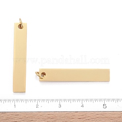 304ステンレスペンダント  鏡面研磨仕上げ  長方形  空白タグのスタンプ  ゴールドカラー  32x6x1.5mm  穴：3mm&nbsp;STAS-S105-T605D-2