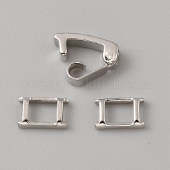 真鍮製折りたたみ式クラスプ  長方形  プラチナ  16.5x4.5x4.5mm&nbsp;KK-WH0079-109B-P