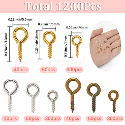 1200 個 9 スタイル鉄ネジアイピンペグベイル  片穴パーツ用  ミックスカラー  8~12x4~5.5mm&nbsp;CABI-SP0001-01