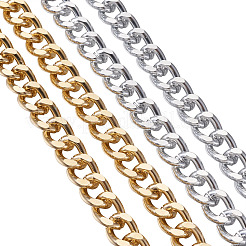 アルミカーブチェーン  溶接されていない  ゴールデン＆シルバー  リンク：16.5x13x3.5mm  1m / pc  2個/セット&nbsp;CHA-TA0001-06