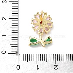 真鍮キュービックジルコニアチャーム  花のチャーム  鉛フリー＆カドミウムフリー  長持ちメッキ  ラックめっき  18KGP本金メッキ  カラフル  20x13x8.5mm  穴：5x3mm&nbsp;KK-L253-29G-02