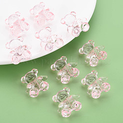 透明なアクリルビーズ  クマ  ピンク  26.5x24.5x15mm  穴：3mm  約135個/500g&nbsp;MACR-S373-71-B07