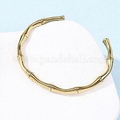 304ステンレススチール製カフバングル  女性用竹ジョイントバングル  イオンプレーティング（ip）  ゴールドカラー  1/4インチ（0.5cm）  内径：2-3/8インチ（6cm）&nbsp;BJEW-B150-01G