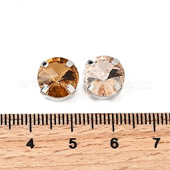 縫い付けラインストーン  ガラスラインストーン  フラットラウンド  プラチナ真鍮の爪留め  ミックスカラー  10x9mm  穴：1mm&nbsp;RGLA-P070-02B-P