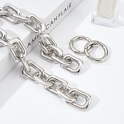 バッグストラップチェーン  合金アズキチェーン  カニカン付き  プラチナ  360mm  リンク：25x18x4.5mm  クラスプ：28x4mm  インナー：19mm&nbsp;PALLOY-WH0070-36P