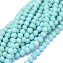 天然マグネサイトビーズ連売り  染め＆加熱  ラウンド  6mm  穴：0.7mm  約59個/連  15インチ（38cm）&nbsp;G-F604-04-6mm