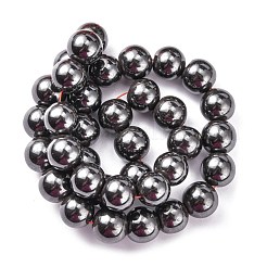 磁気あり合成ヘマタイトビーズ連売り  グレードA  ラウンド  ブラック  12mm  穴：2mm  15.5インチ&nbsp;G-Q893-12mm