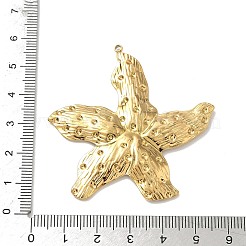 304ステンレススチール製ビッグペンダント  ヒトデのチャーム  ゴールドカラー  53x53x3mm  穴：1.8mm&nbsp;STAS-L301-02G