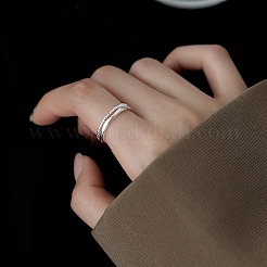 女性用調節可能な真鍮製カフオープンリング  プラチナ  内径：15~20mm&nbsp;FS-WG65B8B-01