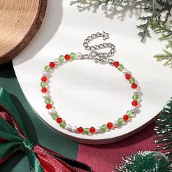 女性用ファセットバイコーン模造オーストリアクリスタル＆ラウンドシェルパールビーズブレスレット  カラフル  7-1/4インチ（18.5cm）&nbsp;BJEW-JB10770