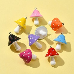 10個のレジンペンダント  きのこチャーム  ミックスカラー  34~36x22~26x22~26mm  穴：2mm&nbsp;RESI-FS0001-62