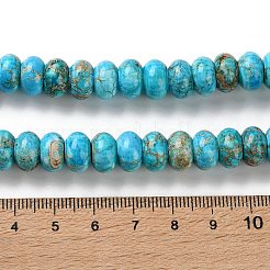 ナチュラルインペリアルジャスパービーズ連売り  染め  ロンデル  ディープスカイブルー  10x6mm  穴：1.4mm  約32個/連  7.95''（20.2センチメートル）&nbsp;G-Z129-A01-01