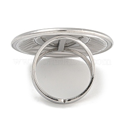 304ステンレス鋼リング部品  パッドリングのセッティング  フラットラウンド  ステンレス鋼色  トレイ：16mm  usサイズ6（16.5mm）&nbsp;RJEW-U014-14P