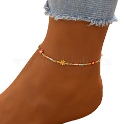 花の真鍮エナメルリンクアンクレット  カラフル  9-7/8インチ（250mm）&nbsp;WG09DCF-01