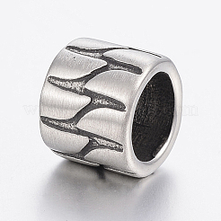 304ステンレススチールビーズ  大穴ビーズ  コラム  アンティークシルバー  11.5x9.5mm  穴：8mm&nbsp;STAS-H440-29AS