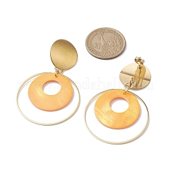 天然石シェルダングルピアス  リング 304 ステンレススチール スタッド イヤリング 女性用  ゴールド  65x39.5mm&nbsp;EJEW-JE05820-02