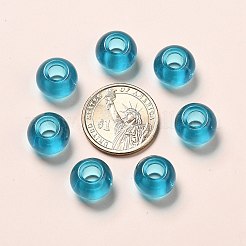 ガラスヨーロピアンビーズ  大穴ビーズ  ロンデル  ディープスカイブルー  15x10mm  穴：5mm&nbsp;X-GDA006-003