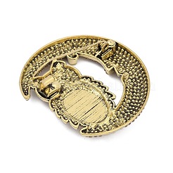 バックパックの服に使える、月とフクロウの合金ラインストーンブローチ  ジューシーな桃  49.5x45mm&nbsp;PALLOY-D361-19G