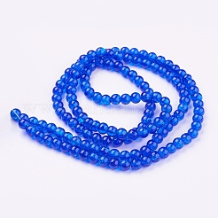 スプレープリントクラックガラスビーズ連売り  ラウンド  ブルー  6mm  穴：1.3~1.6mm  約133個/連  31.4インチ&nbsp;CCG-Q001-6mm-14