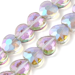 電気メッキガラスビーズセット  多面カット  ハート  ミックスカラー  9.5~10x9.5~10x4.5mm  穴：1mm  約44個/連  15.87インチ（40.3cm）&nbsp;EGLA-L045-D