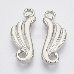 メッキabsプラスチックペンダント  葉  プラチナ  27x11x4mm  穴：2.5mm&nbsp;KY-N007-27