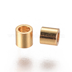 PVD真空メッキ304ステンレス鋼スペーサービーズ  長持ちメッキ  コラム  ゴールドカラー  2x2mm  穴：1mm&nbsp;STAS-I120-36-G