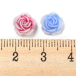 光沢のある不透明エポキシ樹脂デコデンカボション  暗闇で光るバラの花  ミックスカラー  8x8x4mm&nbsp;CRES-M032-03C