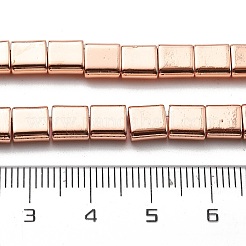 合成磁気ヘマタイトビーズ連売り  2穴  長方形  ローズゴールドメッキ  5.5~6x6x3mm  穴：1.4mm  約65個/連  16.14''（41センチメートル）&nbsp;G-M095-N01-01RG